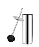 Chrome Toilet Plunger with Holder | Heavy Duty Deep Cleaning | Bathroom Metal Canister with Drip Cup | Silver - Buy Online on GoSupps.com