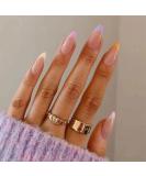 Sethexy Abstract Almond Shape False Nails - Multicolored French Press On Acrylic Nails (24 pcs) for Women & Girls - Buy Online on GoSupps.com