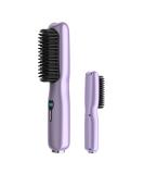 Hair Straightening Brush - USB Rechargeable & Anti-Scald Hot Brush for Silky Hair | 1 Step Heated Styling Comb for All Hair Types - Purple - Buy Online on GoSupps.com