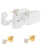 CHUANCI Disposable Sterile Ear Piercing Kit - Pair of Gold Round Clear Zircon Studs - Buy Online on GoSupps.com