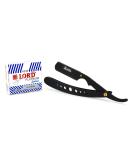 Buy New Ergonomic Stainless Steel Folding Barber Razor Shavette | Professional Manual Shaver with 100 Lord Platinum Blades for Precise Shaving - Buy Online on GoSupps.com