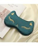 AKOAK Cute Cat Silk Sleeping Eye Mask - Breathable, Comfortable, Light-Proof Sleep Mask for Girls & Women - Adjustable Lacing - Deep Green - Buy Online on GoSupps.com