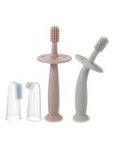 PandaEar Baby Finger Toothbrush Set | Silicone Oral Care for Infants (3 Months+) - Pink & Blue - Buy Online on GoSupps.com
