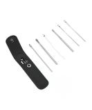 NAUZE 6Pcs Stainless Steel Ear Wax Removal Kit - Reusable Metal Ear Cleaner for Children and Adults - Includes Portable Bag (Black) - Buy Online on GoSupps.com