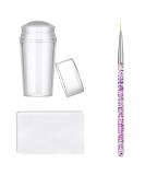 Famidiqgo Nail Stamper & Art Brush Set - French Tip Clear Silicone Nail Stamp with Scraper & Pen for DIY Nail Art - Buy Online on GoSupps.com