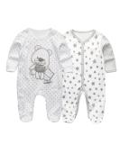 MAMIMAKA Baby Rompers Pajamas | Cotton Jumpsuit for Boys & Girls | Sleepsuit Footed Bodysuit | 0-3 Months | Long Sleeve One-Piece Outfit (2-Pack) - Buy Online on GoSupps.com