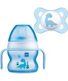 MAM Starter Cup with Handles & Soother - 150ml Blue | 4+ Months Baby Feeding Set - Buy Online on GoSupps.com