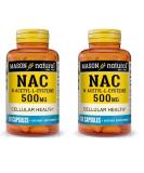 Mason Natural NAC N-Acetyl L-Cysteine 500mg - Immune Boosting & Cellular Health Support - 120 Capsules (2 Packs - Buy Online on GoSupps.com