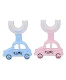 U-Shaped Toothbrush Set - 2 Cute Cartoon Car Handles Soft Silicone Heads for Effective Cleaning - International Shipping Available - Buy Online on GoSupps.com