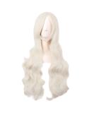 MapofBeauty 32 inch Curly Anime Costume Wig - Platinum Gold Long Hair with Side Bangs for Cosplay - Buy Online on GoSupps.com