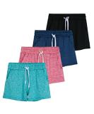 4 Pack: Girls Athletic Performance Dry-Fit Running Shorts with Drawstring & Pockets Large Set 2 - Buy Online on GoSupps.com