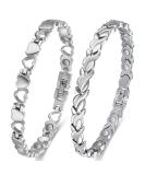 2PCS Magnetic Bracelets for Women - Ultra Strength Titanium Steel Brazaletes Set - Silver Fishtail & Love Design - Adjustable with Gift Box - Perfect for Mother's Day - Buy Online on GoSupps.com