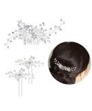 Elegant Bride Wedding Hair Comb Set | Crystal Pearl Hair Clips & Silver Vine Headdress for Girls - Buy Online on GoSupps.com