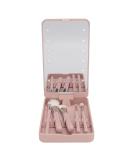 Travel Makeup Brush Set with LED Mirror - Multifunctional Cosmetic Brushes Kit for Home & Travel - Buy Online on GoSupps.com