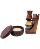 G.B.S Men's Classic Wooden Shaving Set | Brush & Stand | 3.5" Soap Bowl | International Shipping - Buy Online on GoSupps.com