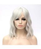 ATAYOU Ladies Short Wavy Silver Grey Wig - Full Bangs Soft Bob Style | Premium Quality Hairpiece - Buy Online on GoSupps.com