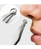 Stainless Steel Nose Hair Tweezers - Precision Ring Trimmer for Facial Hair Eyebrows & Nose Care - Buy Online on GoSupps.com