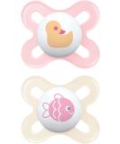 MAM Original Start Soother 0-2 Months (Set of 2) Baby Soother Made from Sustainable Material SkinSoft Silicone Teat with MAM Soother Case Pink (Designs May Vary) Pink 2 - Buy Online on GoSupps.com