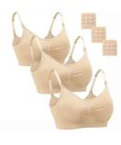 Dreamburn Maternity Nursing Bra | Wireless Seamless Comfort | 4 Rows Adjust Hook | Removable Spill Prevention Pads | Beige Style | M Size - Buy Online on GoSupps.com