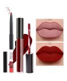 AMY'S DIARY 2pcs Matte Dark Red Lip Liner and Lipstick Makeup Set  Liquid Lipstick 24H and Lip Liner Set Matt Liquid Lips Make Up Waterproof Long Lasting Lipstick Matte Kit with Lip liner kit (02) B15 - Buy Online on GoSupps.com