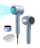 Professional Portable Hair Dryer 1500W - Fast Drying with Nozzle & Diffuser - Low Noise Travel-Friendly (Baby Blue - Buy Online on GoSupps.com