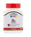 21st Century D3 10000 IU - 110 Tablets | High Potency Vitamin D Supplement - Buy Online on GoSupps.com