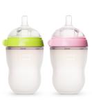 Comotomo Baby Bottle 8oz 2 Pack - Green/Pink | BPA-Free Silicone Bottles - Buy Online on GoSupps.com