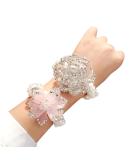 Xiwstar 2Pcs Rhinestone Flower Hair Scrunchies Set - Fashion Beaded Bracelet Hair Ties for Women & Girls - Buy Online on GoSupps.com