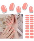 Foyute Semi Cured Gel Nail Strips 20 Pcs Soft Self-Adhesive Gel Nail Polish Wraps Sticker for Salon-Quality Manicure Set Long Lasting Easy to Apply & Remove Nail File & Wooden Stick (Tangerine) - Buy Online on GoSupps.com