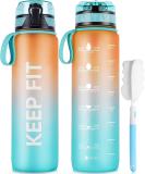 Fuldent 1L BPA-Free Sports Water Bottle | Non-Slip Grip | Ideal for Bike Outdoor School & Gym - Green-Orange - Buy Online on GoSupps.com
