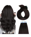 Yilite Tape Extensions Real Hair | Natural Black 60cm | 20 Pieces 50g Invisible Silky Straight Skin Weft Hair Extensions - Buy Online on GoSupps.com