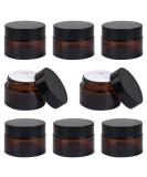 8 Pieces Amber Glass Jars - 20ml Refillable Cosmetic Containers for Creams & Lotions | Brown Glass with Lid - Buy Online on GoSupps.com