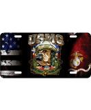 USMC Bull Dog Bite First License Plate by Mitchell Proffitt - Officially Licensed Marine Corps Decor - Buy Online on GoSupps.com