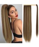Premium 24-Inch Brown & Blonde Clip-In Ponytail Extensions | Smooth Artificial Hair Braid Wrap | Long Natural Hairpieces for Instant Style - Buy Online on GoSupps.com
