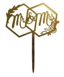 Gold Acrylic Mr & Mrs Cake Topper - Perfect for Wedding Celebrations - Buy Online on GoSupps.com
