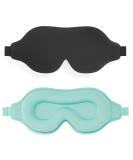 2 Pack 3D Contoured Sleep Mask for Men and Women - 100% Light Blocking, Adjustable Strap - Ideal for Travel/Shift Work - Black+Blue - Buy Online on GoSupps.com