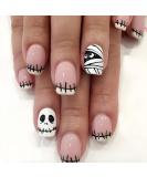 24Pcs Halloween Press on Nails - Mummy & Skull Designs - Short Glue On Full Cover Fake Nails for Women & Girls - Perfect Nail Art Decor for Halloween - Buy Online on GoSupps.com