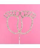 7.8cm x 5.8cm Baby Feet Christenting Baby Shower Diamante Rhinestone Cake Topper Decoration - Buy Online on GoSupps.com