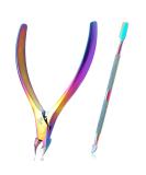 Cuticle Cutter with Cuticle Pusher 2pcs Premium Stainless Steel Cuticle Removal Tool Upgraded Sharp Edge Built-in Spring Manicure Set for Fingernails & Toenails 2Pcs Multi-color - Buy Online on GoSupps.com