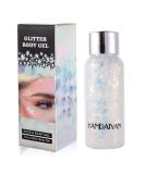 GL-Turelifes Mermaid Sequins Chunky Glitter Liquid Eyeshadow Glitter Body Gel Festival Glitter Cosmetic Face Hair Nails Makeup Long Lasting Sparkling 30g (#09 White) - Buy Online on GoSupps.com
