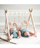 Wooden Baby Gym with 6 Toys | Foldable Play Gym Frame for Newborns | Fun Activity Center - Buy Online on GoSupps.com