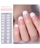 DMQ Semi Cured Gel Nails Strips - 20 Stickers Nail Wraps Soft Self-Adhesive Gel Nail Stickers French Gel Nail Strips for Nails French Tip Manicure Nail Wraps (UV/LED Lamp Required) - Buy Online on GoSupps.com