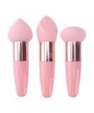 Beaupretty 3Pcs Makeup Sponge Set - Professional Beauty Foundation Blending Sponge with Handle, Pink - Buy Online on GoSupps.com