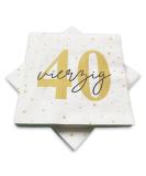 20 napkins for 40th birthday 33x33 cm - white gold black - Buy Online on GoSupps.com