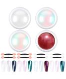Chrome Nail Powder Set - Metallic Mirror Effect, Mermaid Aurora, White Pearl, Holographic Glitter Dust - Nail Art Decoration Kit - Buy Online on GoSupps.com