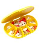 8-Compartment Travel Pill Box - Vitamin Medication & Supplement Organizer - Holds 150 Pills (Yellow) | International Shipping Available - Buy Online on GoSupps.com