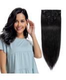 Buy Clip In Extensions - Real Remy Hair Thin 8 Wefts 18 Clips 55cm 75g - #1 Black - International Shipping Available - Buy Online on GoSupps.com