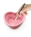 Makeup Brush Cleaning Mat Silicone Cosmetic Brush Cleaning Pad Heart Foldable Brush Cleaning Bowl Portable Cosmetic Brush Cleaner Washing Tool for Makeup Brushes A11ZDQJW Pink - Buy Online on GoSupps.com