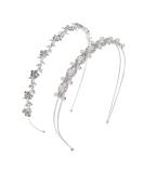 Pangda 2 Pieces Rhinestone Bridal Crystal Women's Headband Wedding Flower Girl Pearl Diamond Slim Thin Silver Flower Leaves Crown Hair Band Accessories Headpiece Tiara for Bride Bridesmaids - Buy Online on GoSupps.com