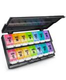 Weekly Pill Organizer 2 Times a Day - Remtise Am/Pm Daily Pill Case Medicine Organizer, Push Button 7 Day Pill Box for Pills / Vitamin / Cod Liver Oil / Supplements (Rainbow) - Buy Online on GoSupps.com